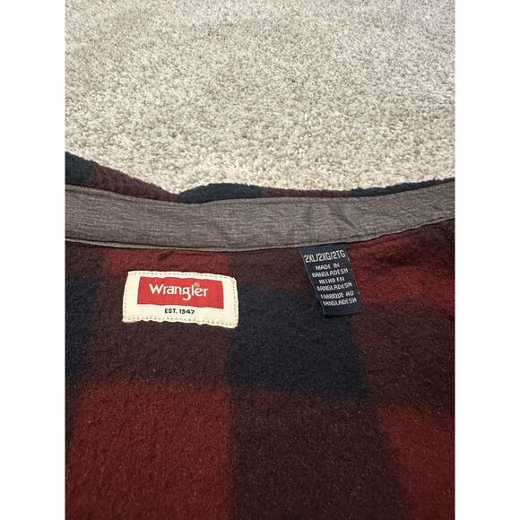 Wrangler Men’s Red and Navy Buffalo Plaid Flannel Shirt Jacket - Picture 2 of 7